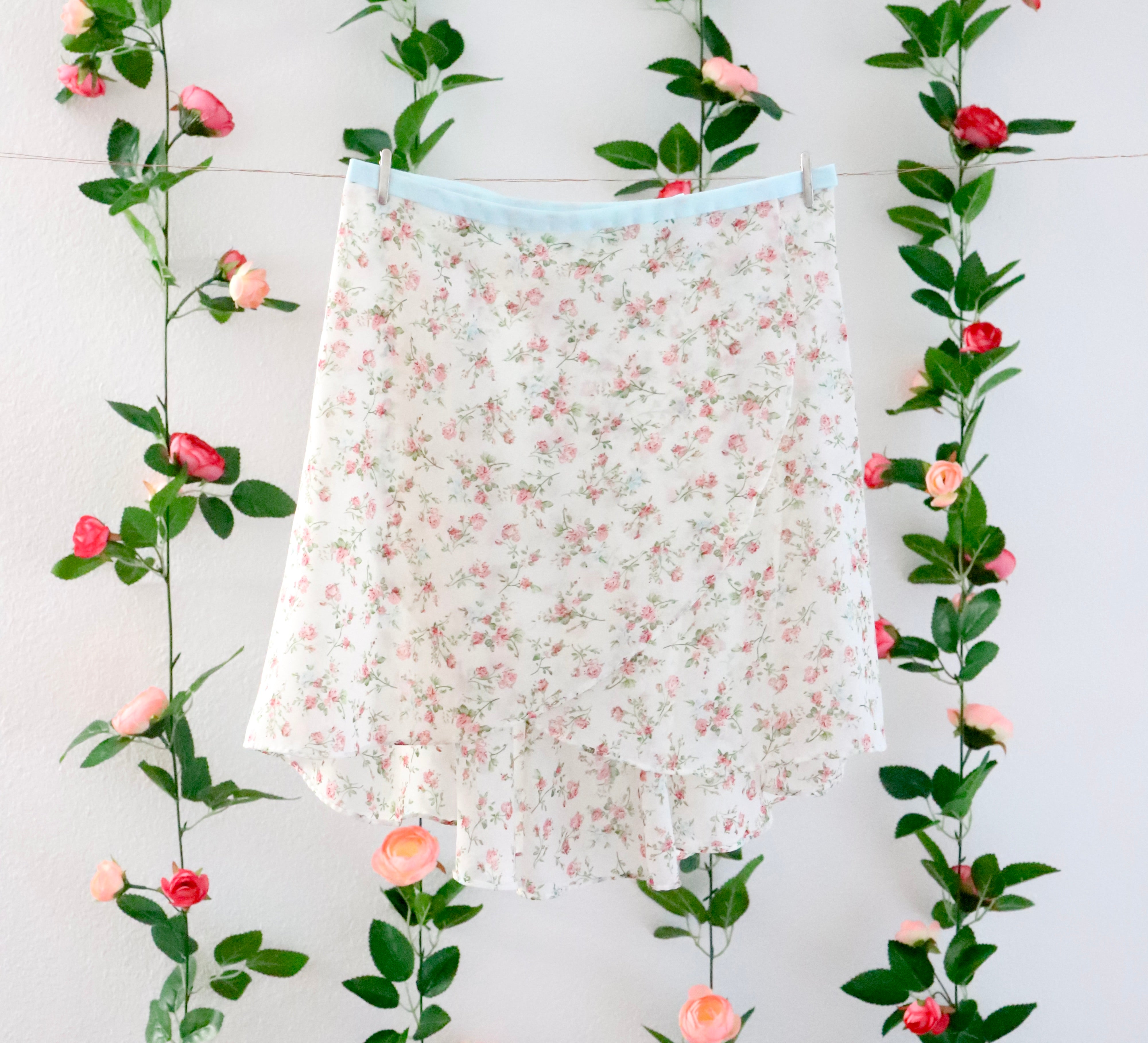 Wrap Pleated Flower Skirt