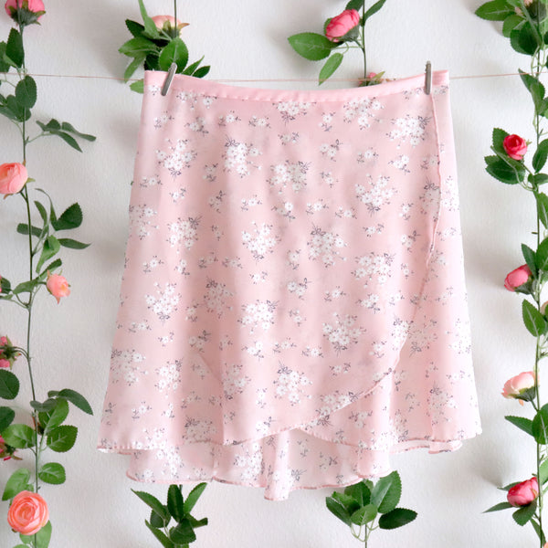 Blush Pink Floral Wrap Skirt