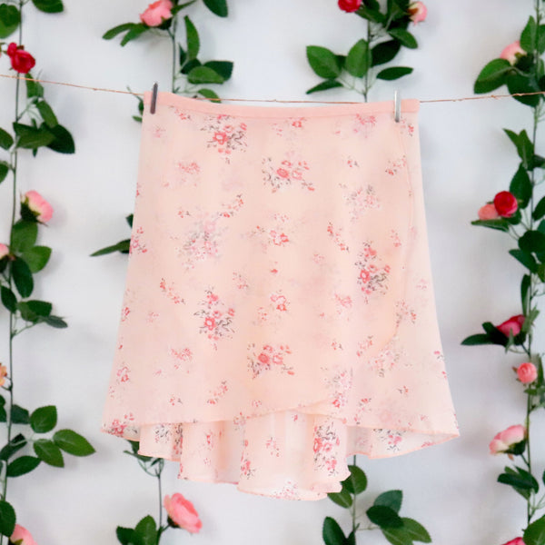 Peach Floral Wrap Skirt