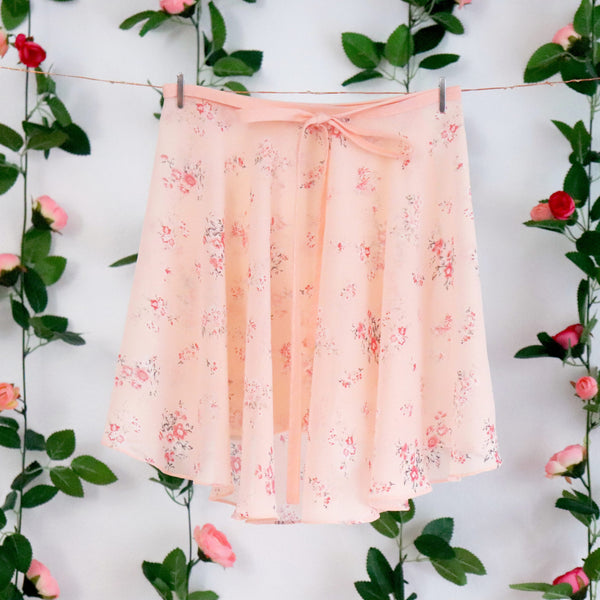 Peach Floral Wrap Skirt