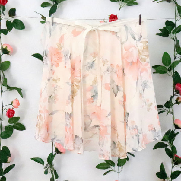 Cream and Peach Floral Ballet Wrap Skirt