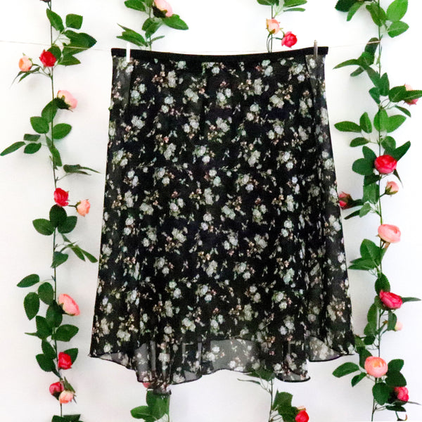 Impressionists - Black Ditsy Floral Wrap Skirt