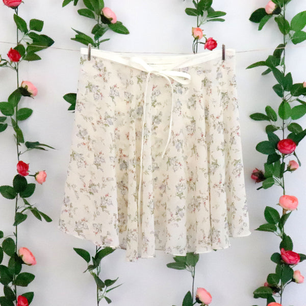 Cream Ditsy Floral Wrap Skirt