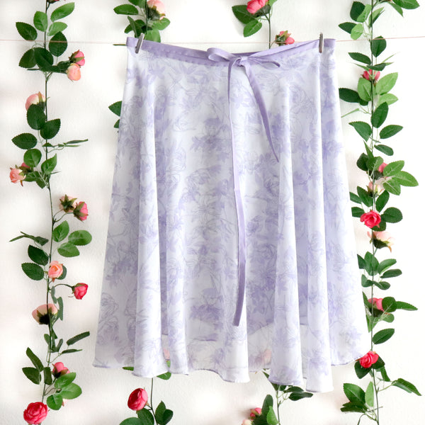 Impressionists-Periwinkle Floral Wrap Skirt