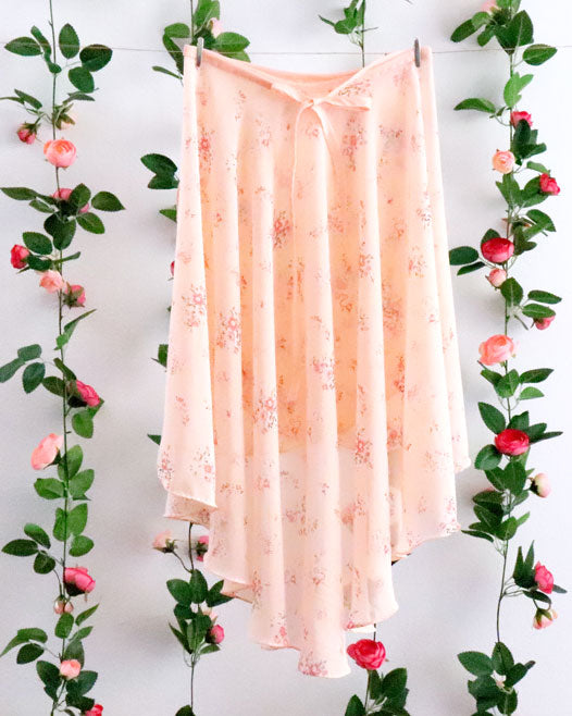 Soubrette-Peach Floral Ballet Wrap Skirt