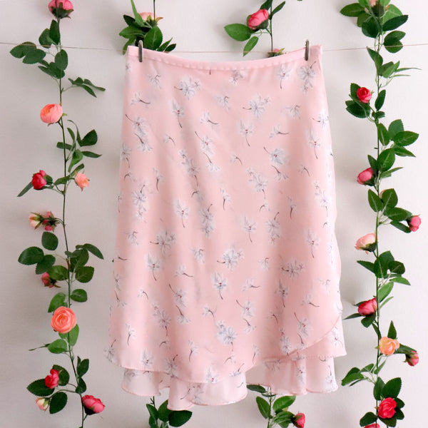 Impressionists - Baby Pink and White Floral Wrap Skirt