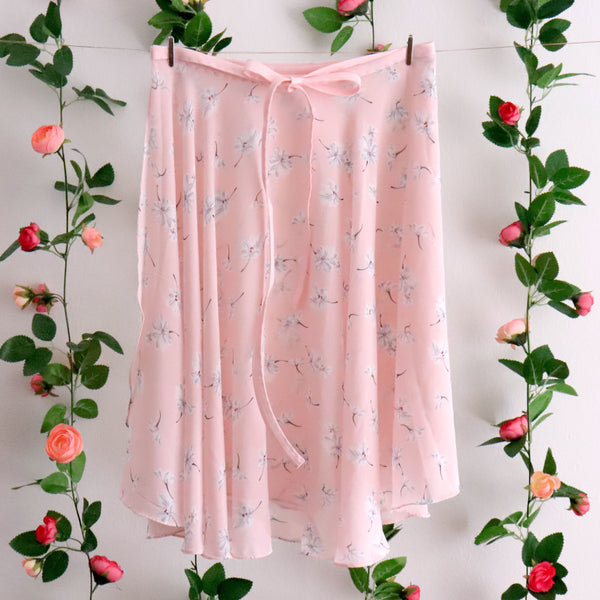 Impressionists - Baby Pink and White Floral Wrap Skirt
