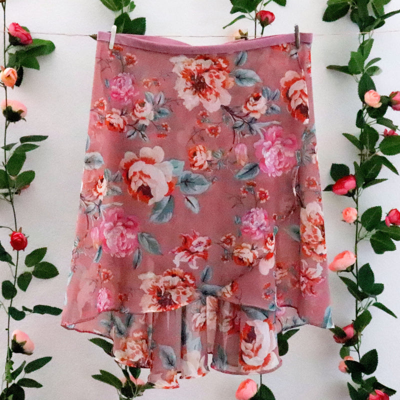 Soubrette - Dusty Pink and Orange Rose Ballet Wrap Skirt