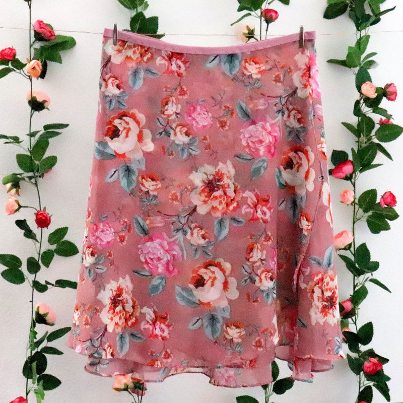 Impressionists - Dusty Pink and Orange Rose Ballet Wrap Skirt