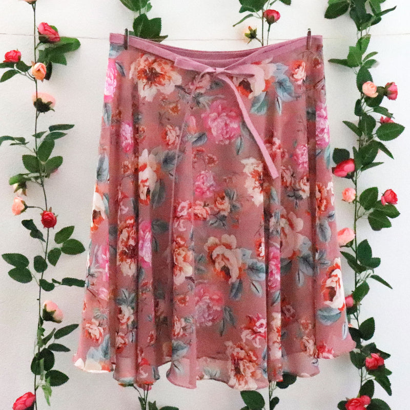 Impressionists - Dusty Pink and Orange Rose Ballet Wrap Skirt