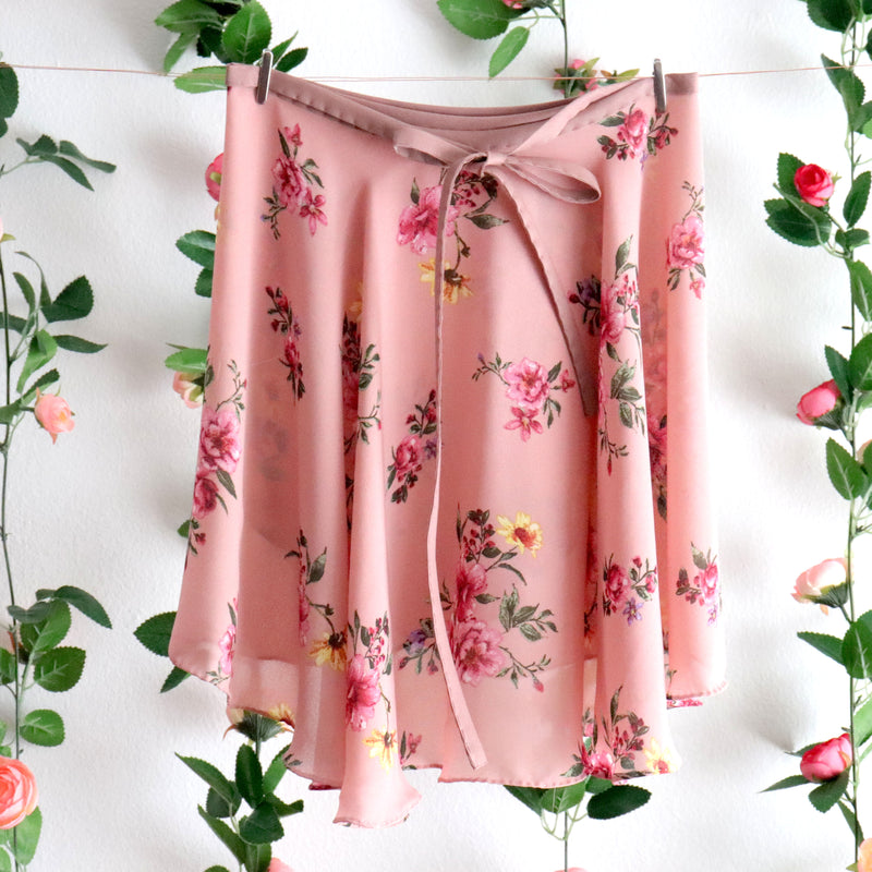 Dusty Pink Floral Wrap Skirt