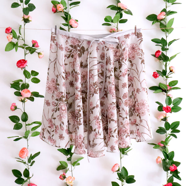 Pink Spring Flowers Ballet Wrap Skirt
