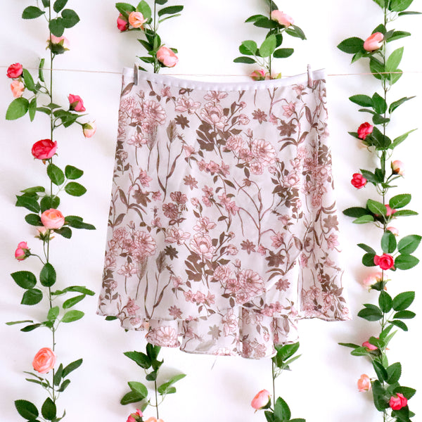 Pink Spring Flowers Ballet Wrap Skirt