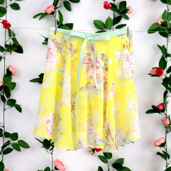 Yellow Floral Wrap Skirt