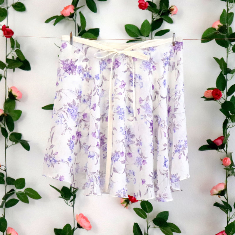 White and Lavender Floral Ballet Wrap Skirt | Vivace Dancewear