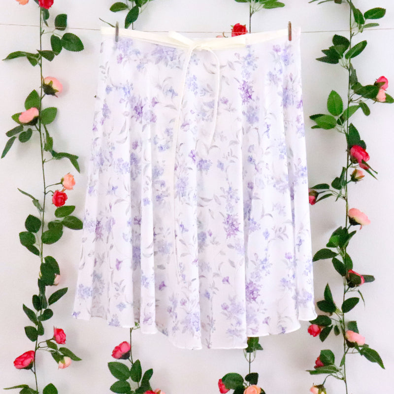 Impressionists - White and Lavender Floral Ballet Wrap Skirt | Vivace ...
