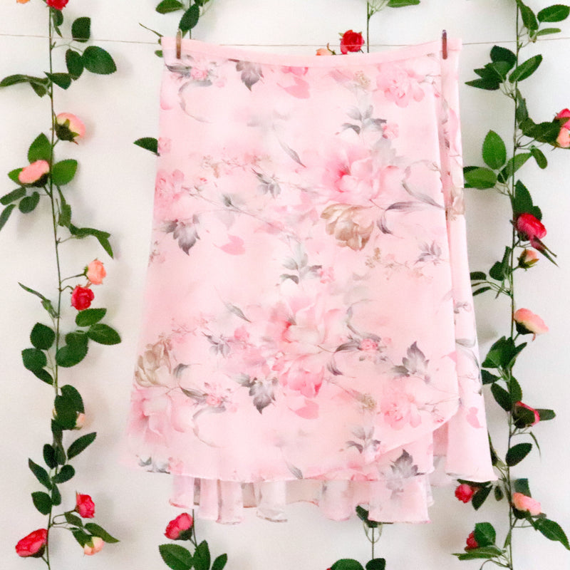 Impressionists-Pink Floral Wrap Skirt