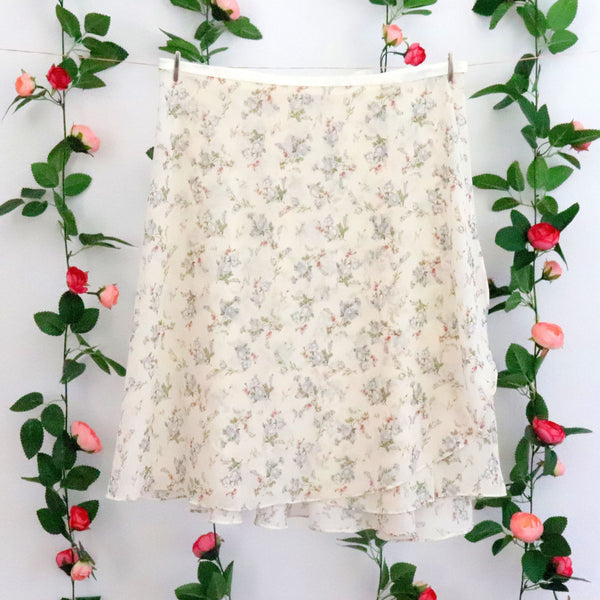 Impressionists - Cream Ditsy Floral Wrap Skirt