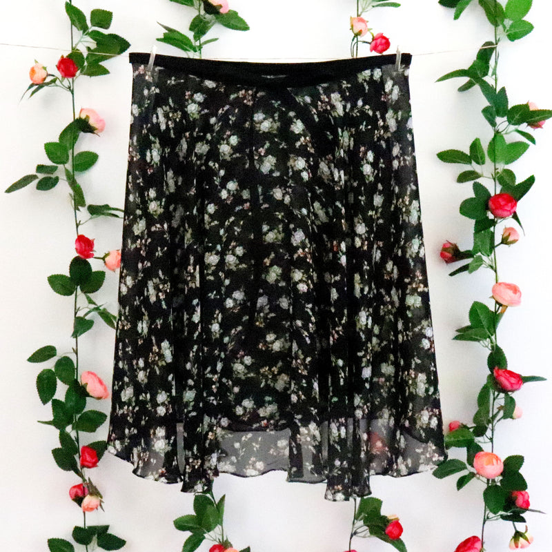 Impressionists - Black Ditsy Floral Wrap Skirt