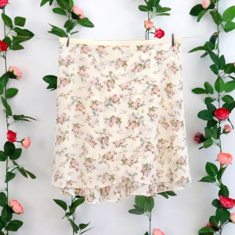 Pink Ditsy Floral Wrap Skirt