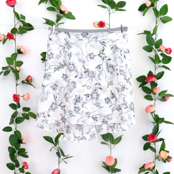 Monochrome Floral Wrap Skirt