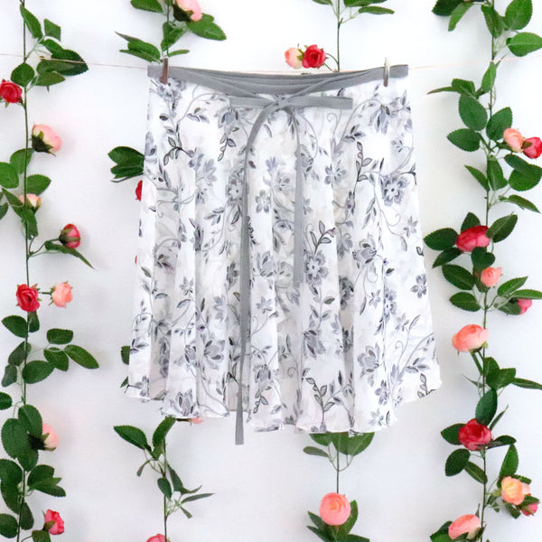 Monochrome Floral Wrap Skirt