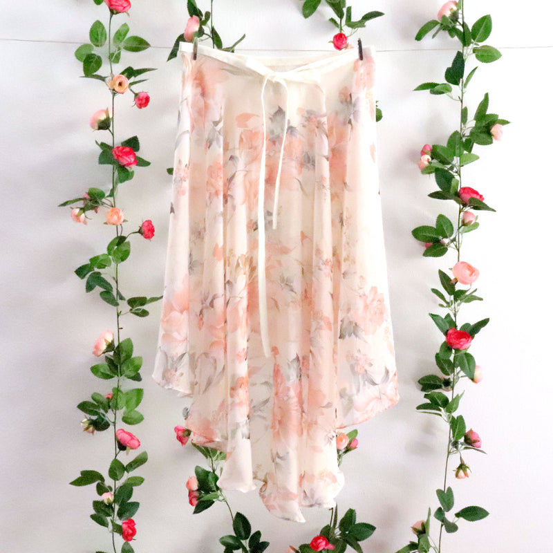 Soubrette-Cream and Peach Floral Ballet Wrap Skirt