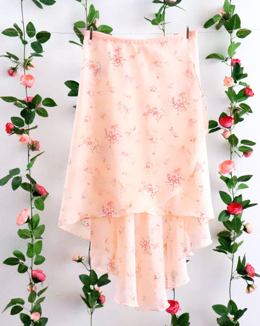 Soubrette-Peach Floral Ballet Wrap Skirt