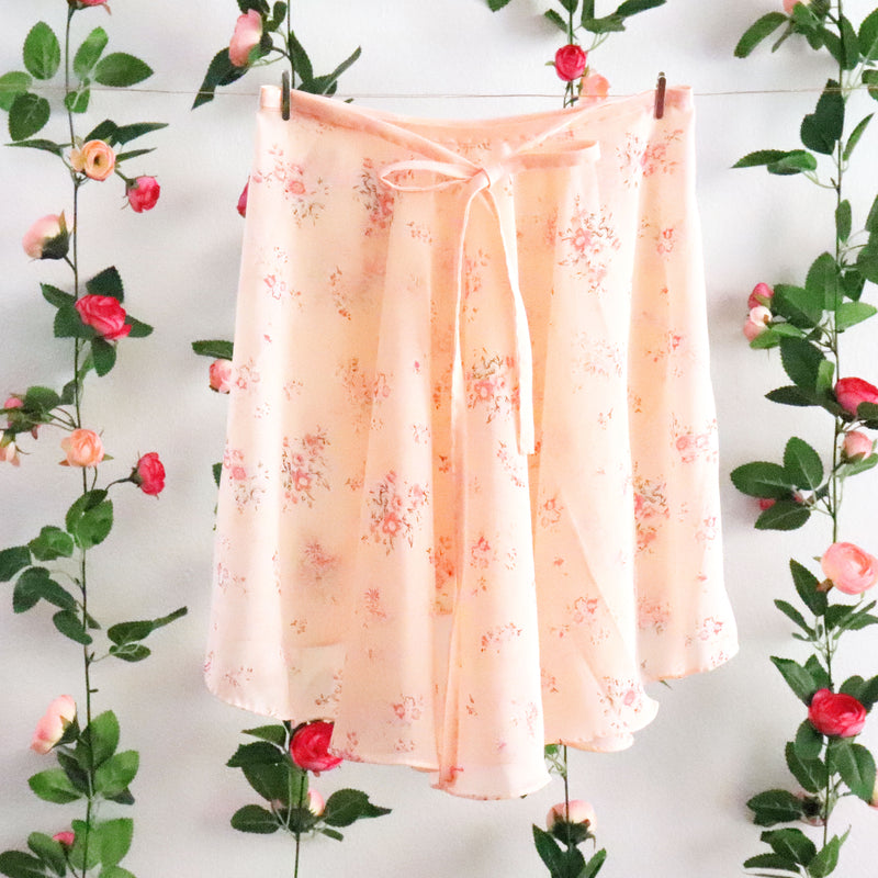 Soubrette-Peach Floral Ballet Wrap Skirt