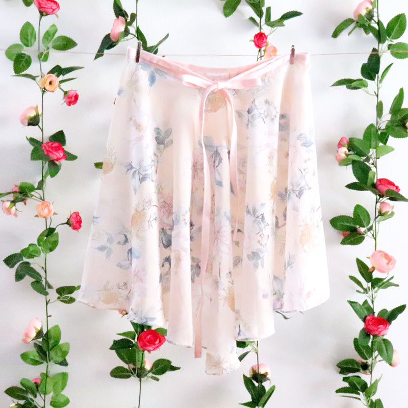 Soubrette-Powder Pink Floral Ballet Wrap Skirt