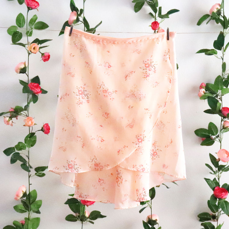 Soubrette-Peach Floral Ballet Wrap Skirt